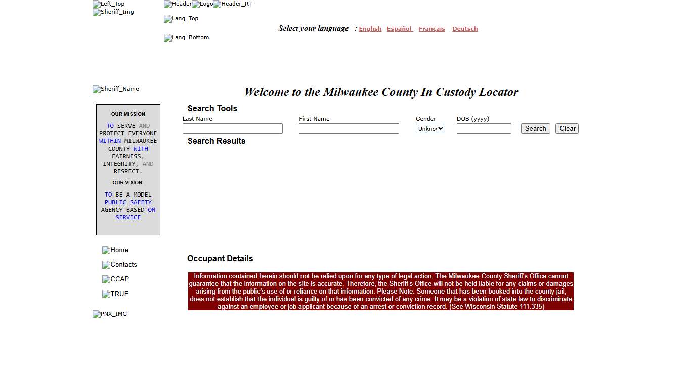 :: Milwaukee County Sheriff :: In Custody Locator
