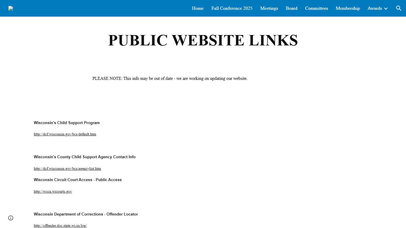 PUBLIC WEBSITE LINKS